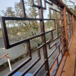 Custom exterior metal railing fabricated by Chandler Metalworks in Eugene, OR