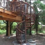Spiral stair with wood features
